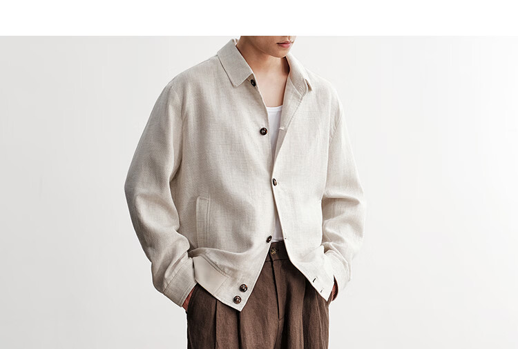 HAUT TON Vintage Style Linen Lyocell Knit Casual Jacket Men's Coat 2026 Spring Autumn Cardigan Shirt 6046 16