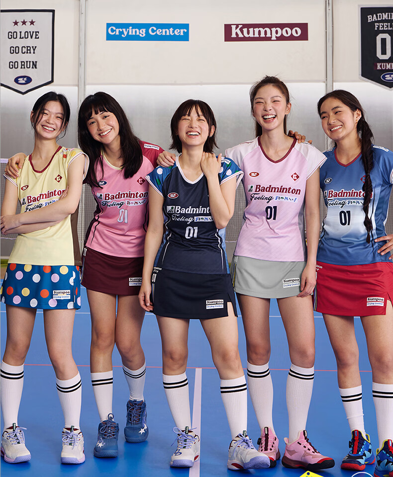 KUMPOO (KUMPOU) Badminton Shirt for Women, Short-Sleeved Quick-Dry Sports Jersey, Collaboration with Crying Center, Competition Uniform ACT261608-Blue 2XL 1