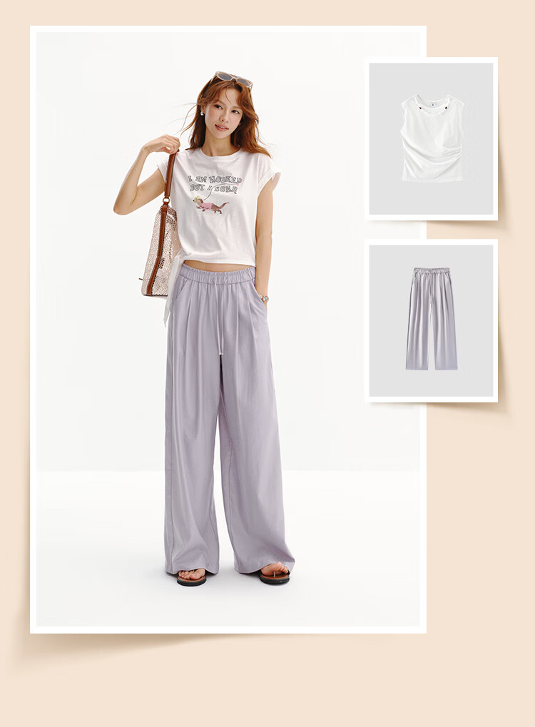 Semir Casual Pants Women Summer Pleated Loose Textured Wide-Leg Pants 2026 Milk Puff Pants 101326127018A 7
