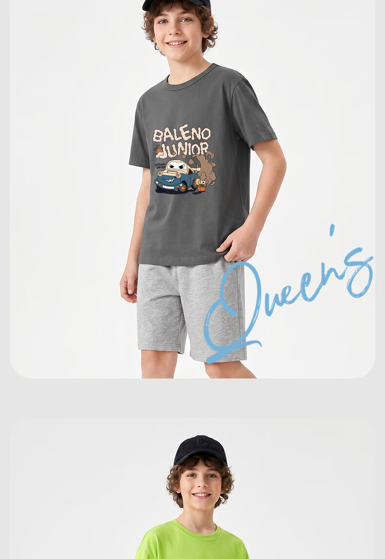 Baleno Boys' Summer Set, 2026 Style, Thin Short-Sleeve T-Shirt And Shorts Two-Piece Suit, Children's Sportswear for Summer 10