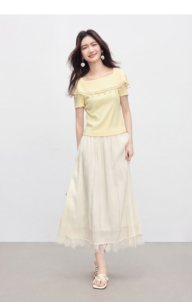 Sllsky Bohemian Tassel Square Neck T-Shirt Women Unique Design Off-Shoulder Crop Top 2026 Summer 14