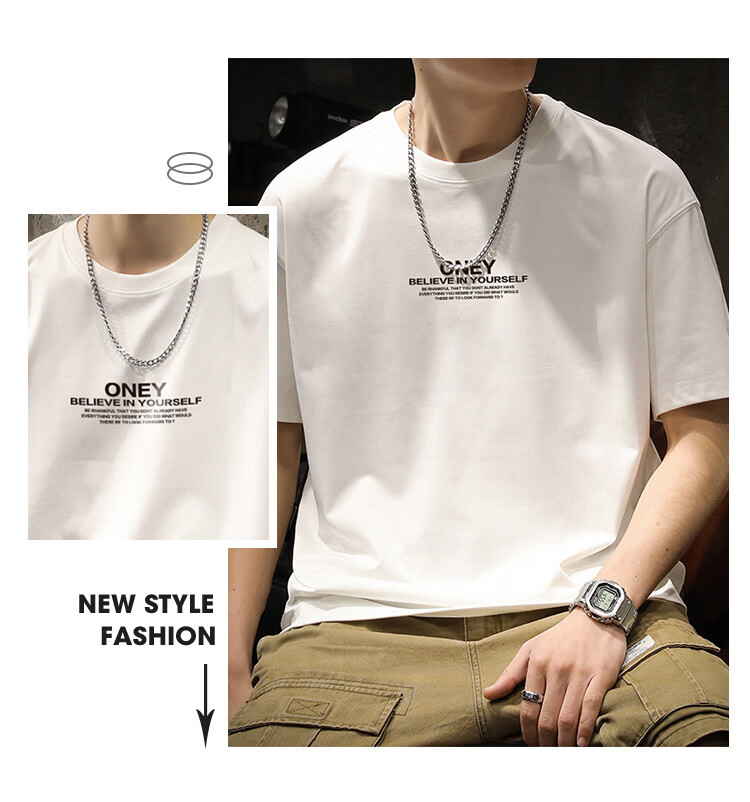 TonLion 2026 Summer New Men's Short Sleeve T-Shirt Front Print Loose Fit Crew Neck Casual Base Layer Top 13