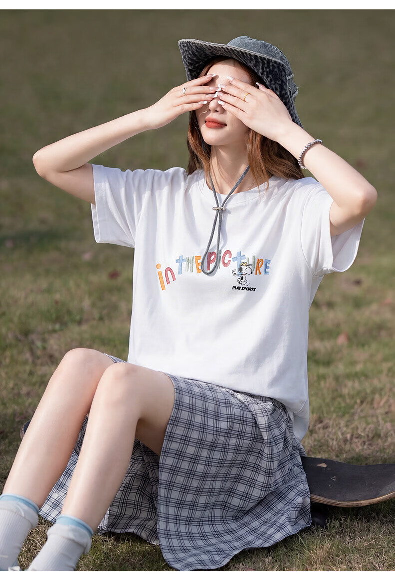 TonLion 2025 Summer Women's Letter Print Short Sleeve T-Shirt [Snoopy Collaboration] 11