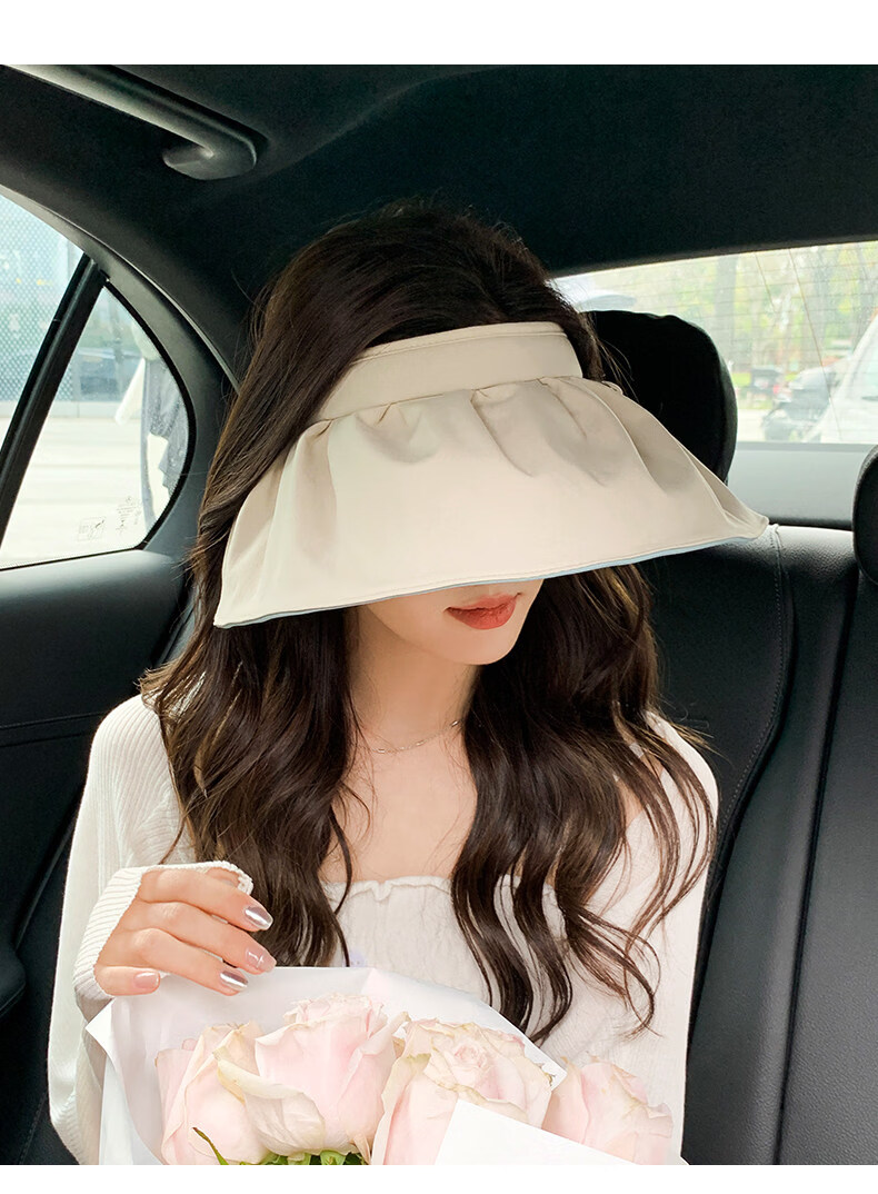 Jingtang Jingpin 2026 New Women's Sun Protection Hat Large Brim Headband Open Top Shell Hat UV Protection Foldable Sunshade Hat 19