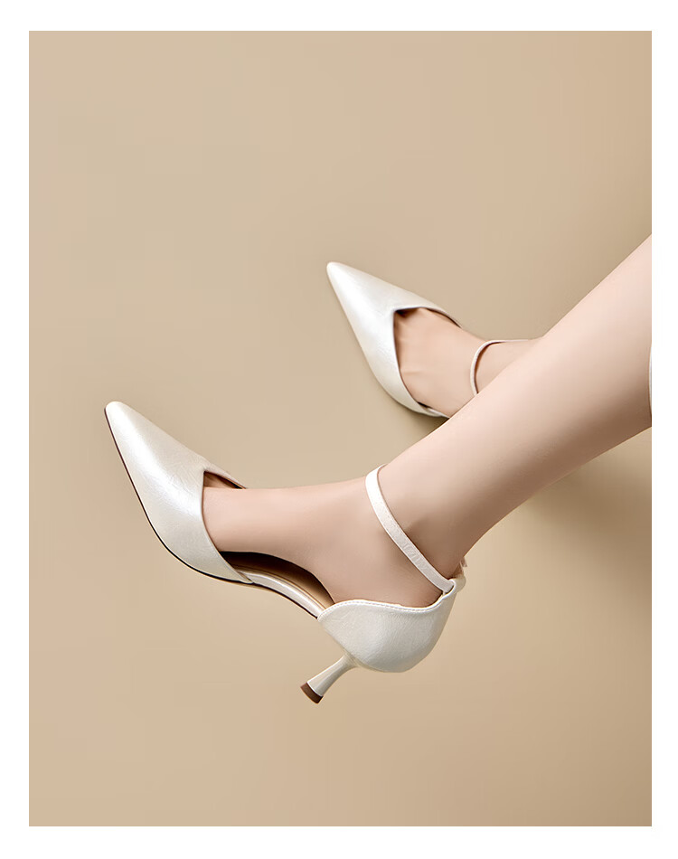 Zhuoshini Women's High Heels 2026 New Spring French Style One-Strap Sandals with Skirt Pointed Toe Single Shoes Black 36 7