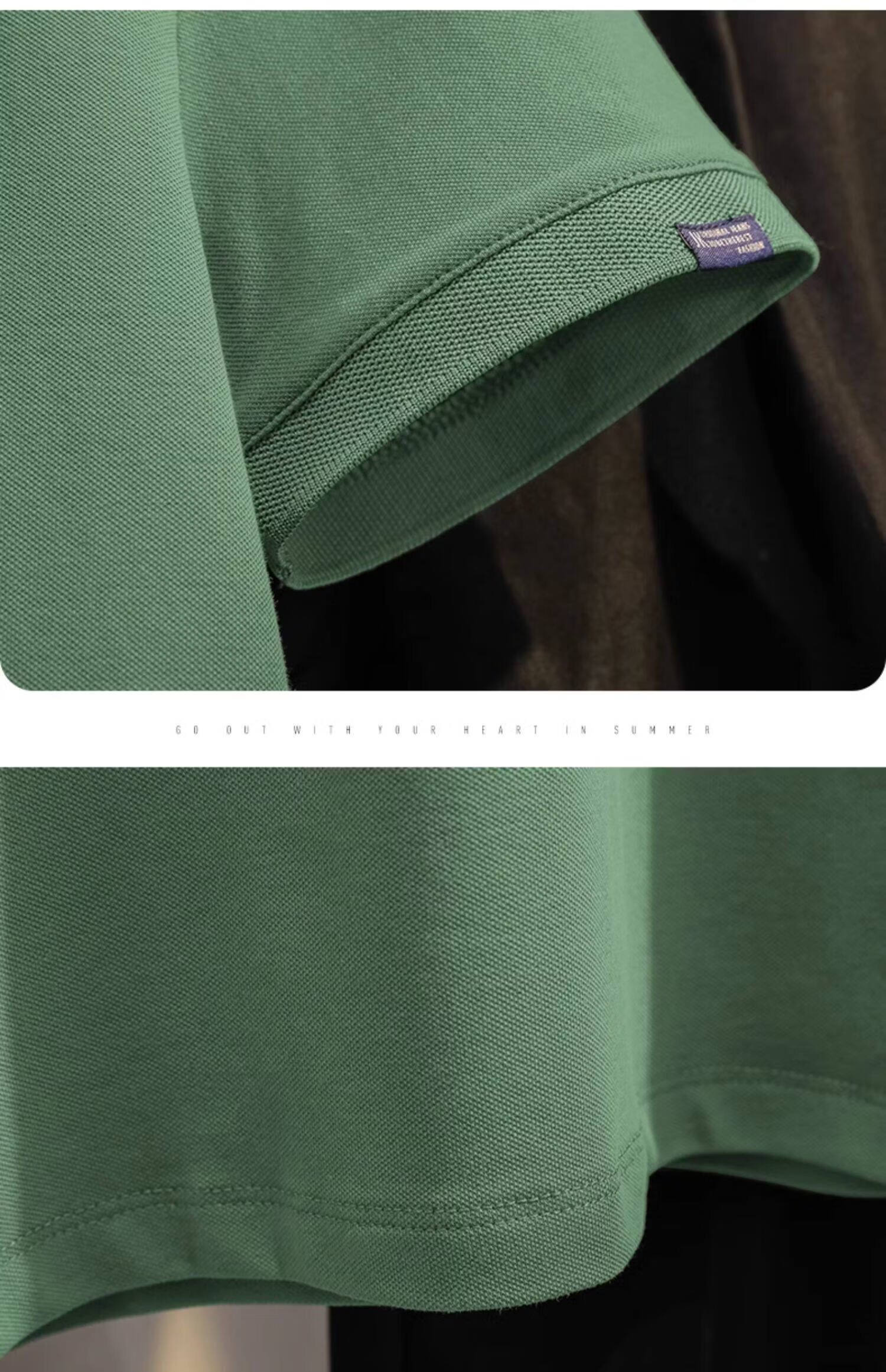 PLAYBOY Men's Summer Short Sleeve Polo Shirt Business Collar Solid Gray Simple Design 35