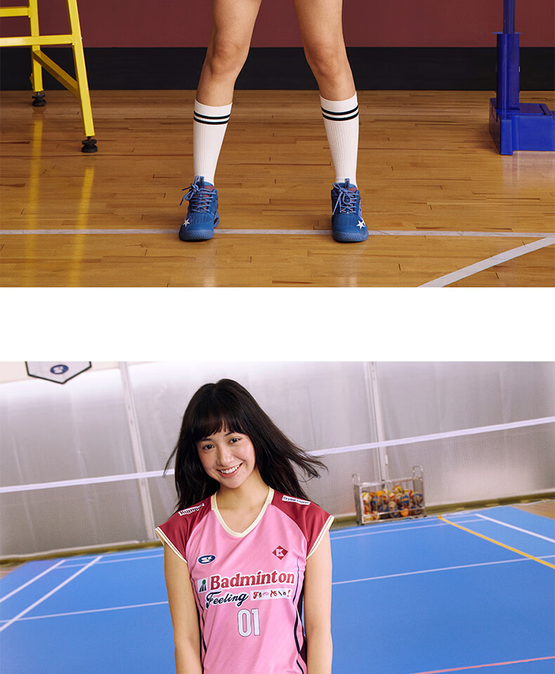 KUMPOO (KUMPOU) Badminton Shirt for Women, Short-Sleeved Quick-Dry Sports Jersey, Collaboration with Crying Center, Competition Uniform ACT261608-Blue 2XL 21