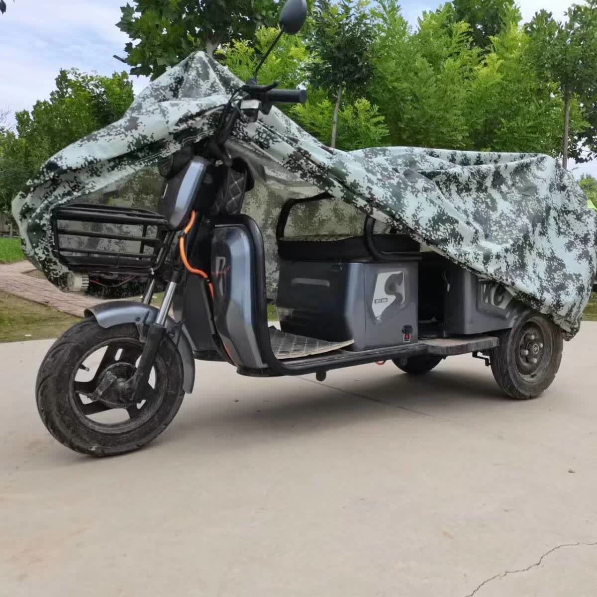 电动三轮车防雨罩放紫外线罩防晒罩防冻防水 超薄银 长1.2宽0.75高1.