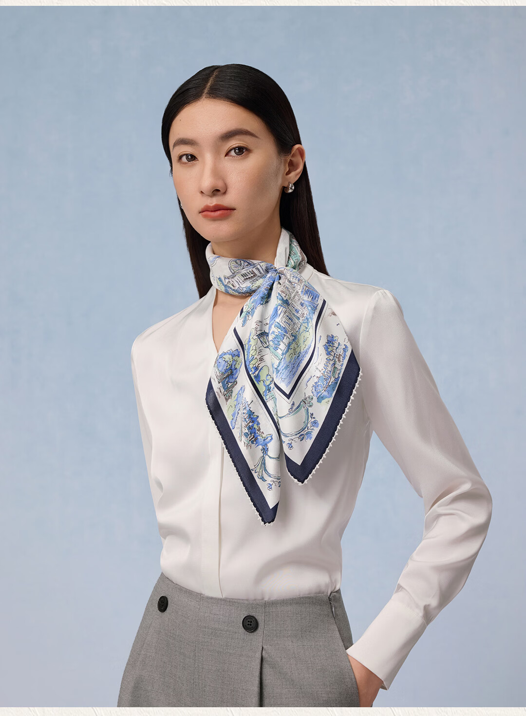 Shanghai Story 100% Mulberry Silk Women's Scarf Double Crepe Square Shawl Birthday Gift for Mom and Girlfriend 13