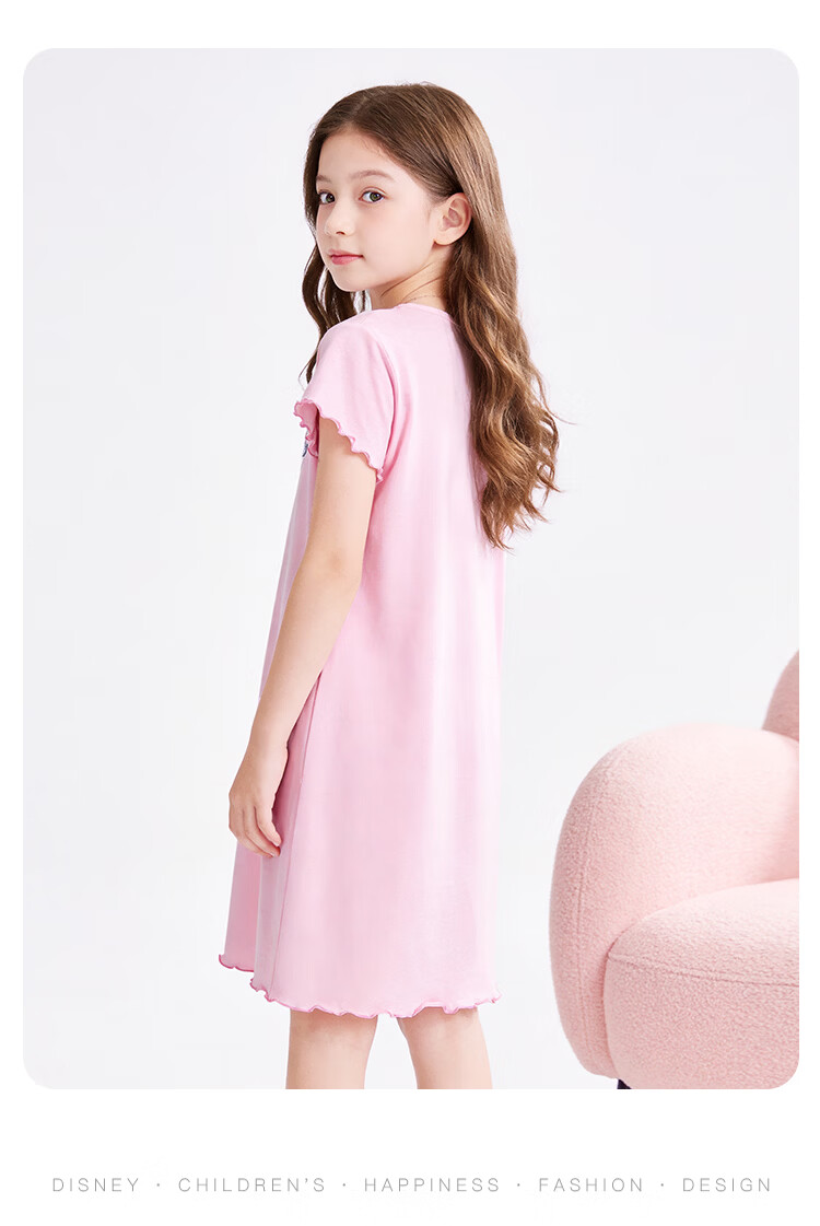 Disney Modal Lace Pajamas Sleep Dress 26 Summer Girls Rabbit Police Officer Skin-friendly Comfortable Breathable Homewear Light Pink 120 13