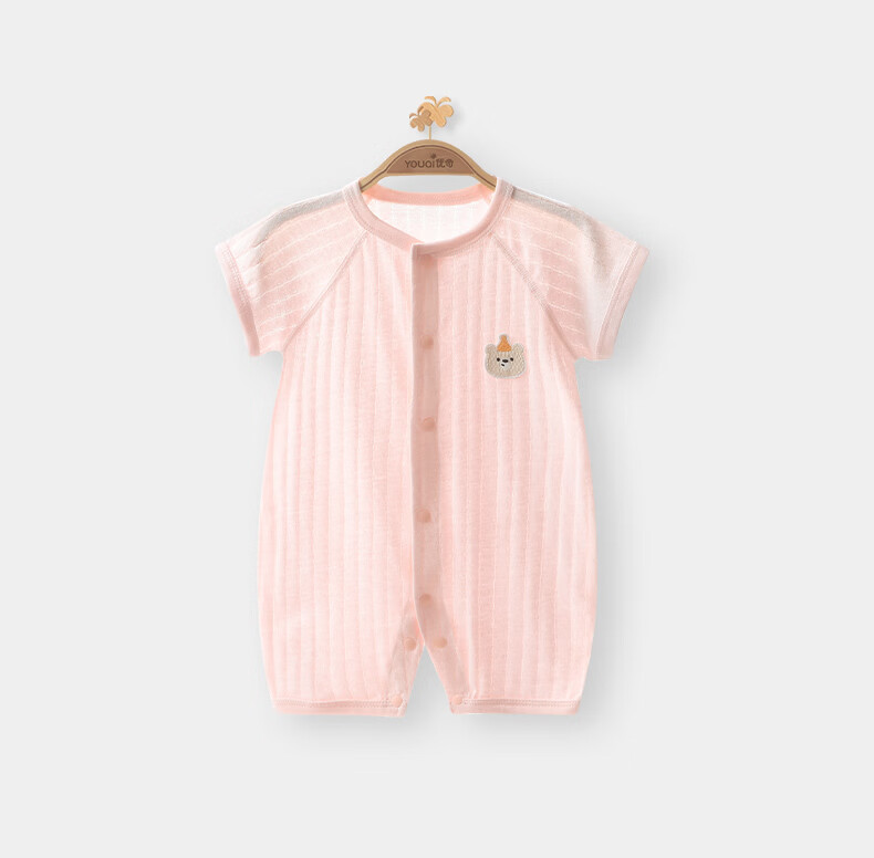 Youqi Baby Summer Short Sleeve Romper Newborn Lightweight Cotton Comfortable Infant Jumpsuit Homewear 14