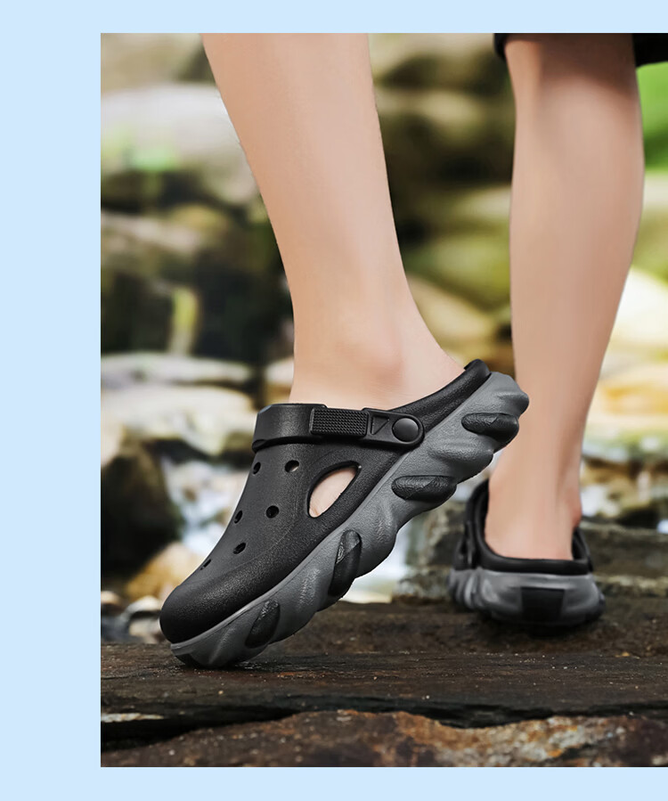 CARTELO Summer Men's Casual Outdoor Sandals New Hollow Sports Beach Shoes JS02 Black Size 44-45 21