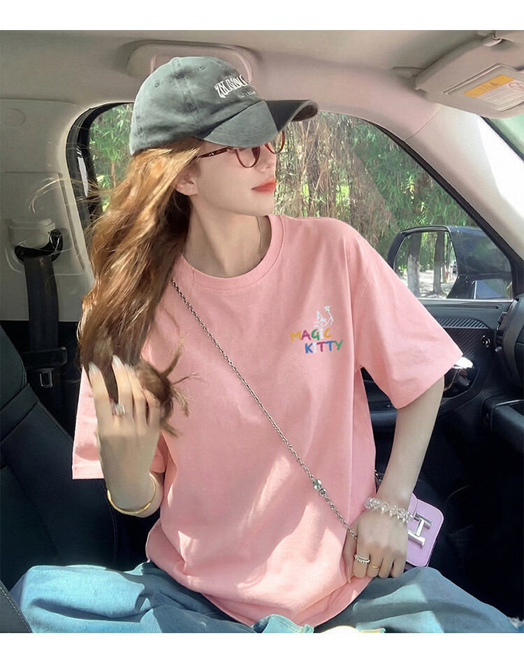 TonLion 2026 Summer Women's Cartoon Print Front and Back Short Sleeve T-Shirt Casual Versatile Fashion High-End Women's Tee 18