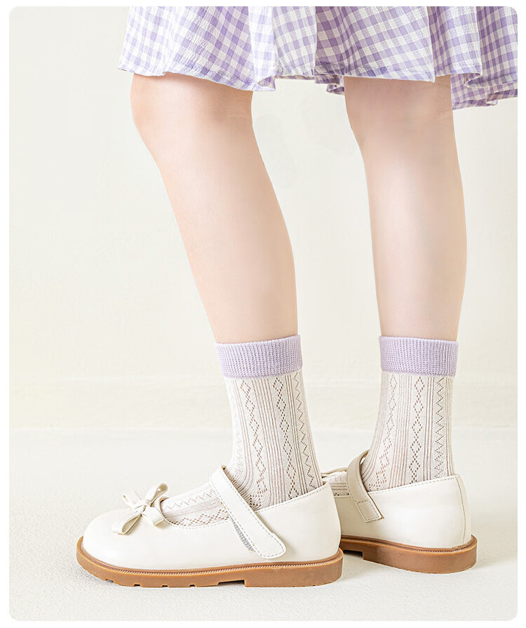 Little Pig Banner Children's Socks Summer Thin Mesh Breathable Combed Cotton Seamless Non-Binding Girls Socks Class A Antibacterial Deodorant Mid-Calf 7