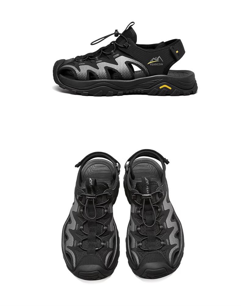 Eierkang Men's Outdoor Casual Breathable Hiking Water Shoes Closed-Toe Sandals 61866W Black Size 42 19