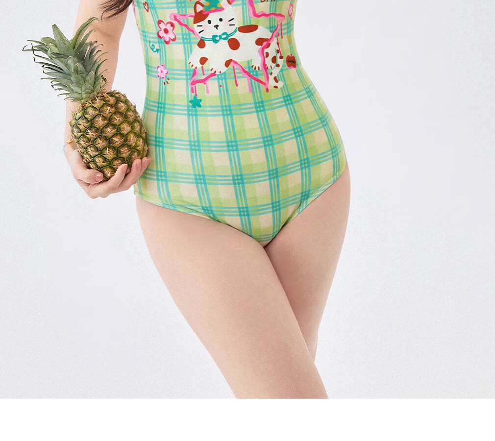Agliondy Plus Size Beach Vacation Style One-Piece Swimsuit for Women Sexy Skirted One-Piece Swimsuit Spring Green; L 14