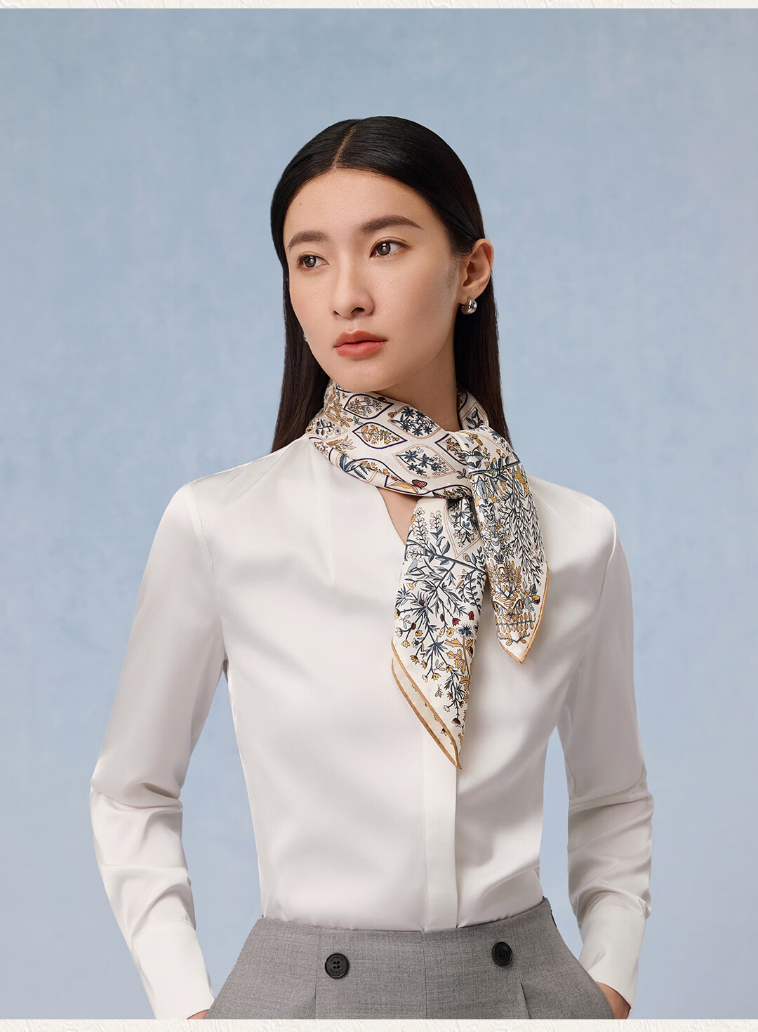 Shanghai Story [Counter Same Style] 100% Mulberry Silk Twill Double-Sided Printed Small Square Scarf Gift for Mom and Girlfriend 9