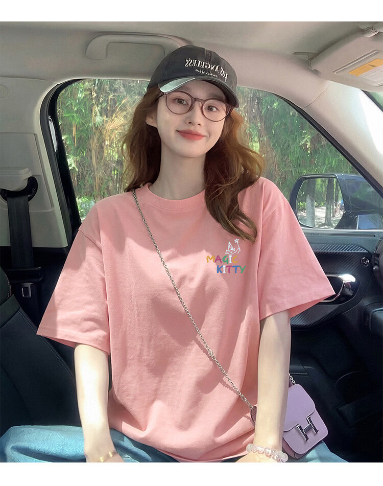 TonLion 2026 Summer Women's Cartoon Print Front and Back Short Sleeve T-Shirt Casual Versatile Fashion High-End Women's Tee 19
