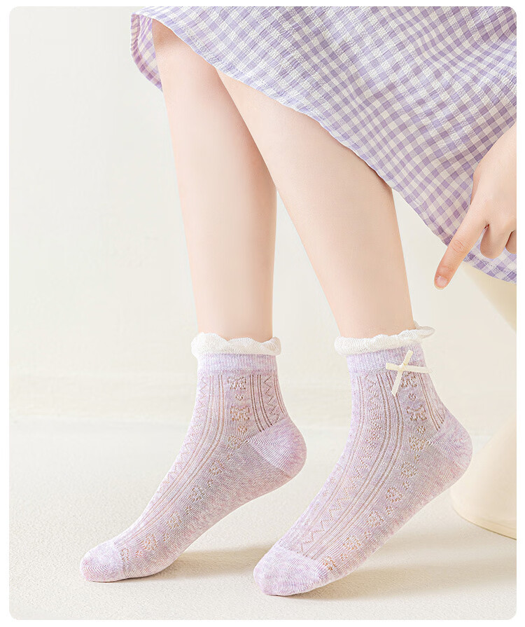 Little Pig Banner Sweet Princess Socks Girls Summer Mesh Thin Cute Bow A-Class High Elastic Seamless Non-Binding 9