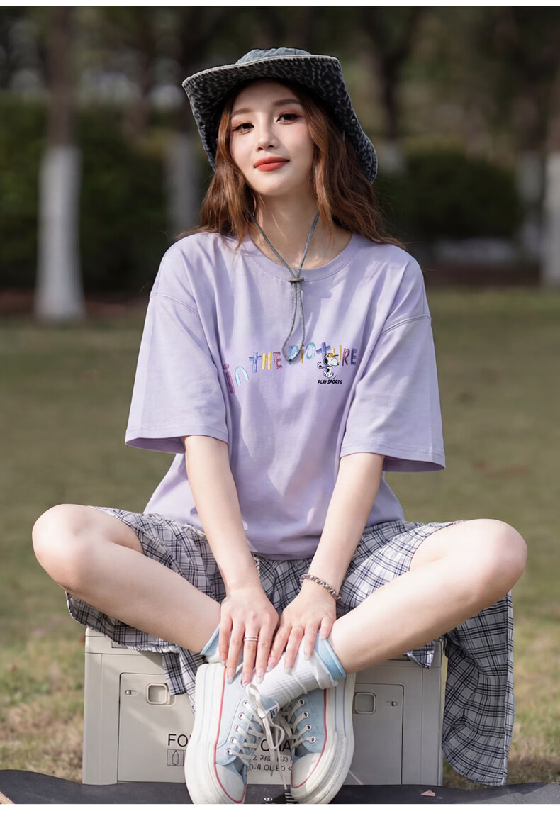 TonLion 2025 Summer Women's Letter Print Short Sleeve T-Shirt [Snoopy Collaboration] 13