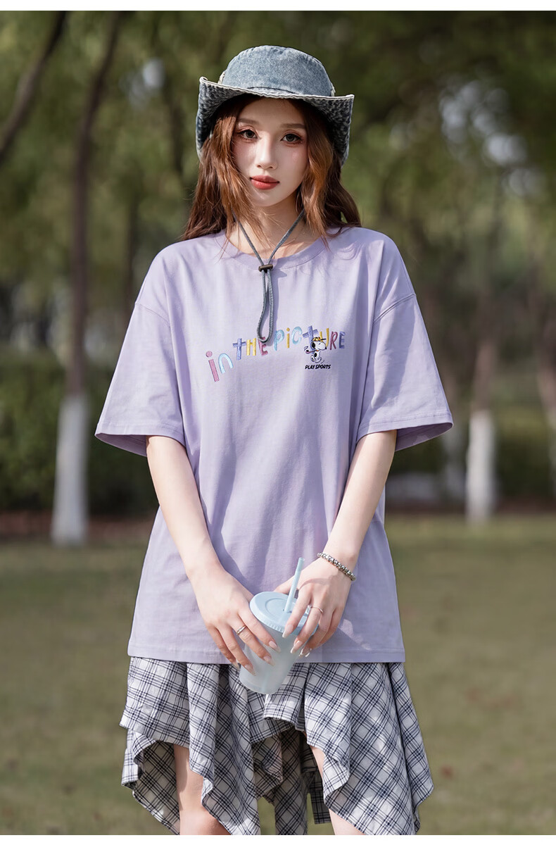 TonLion 2025 Summer Women's Letter Print Short Sleeve T-Shirt [Snoopy Collaboration] 14