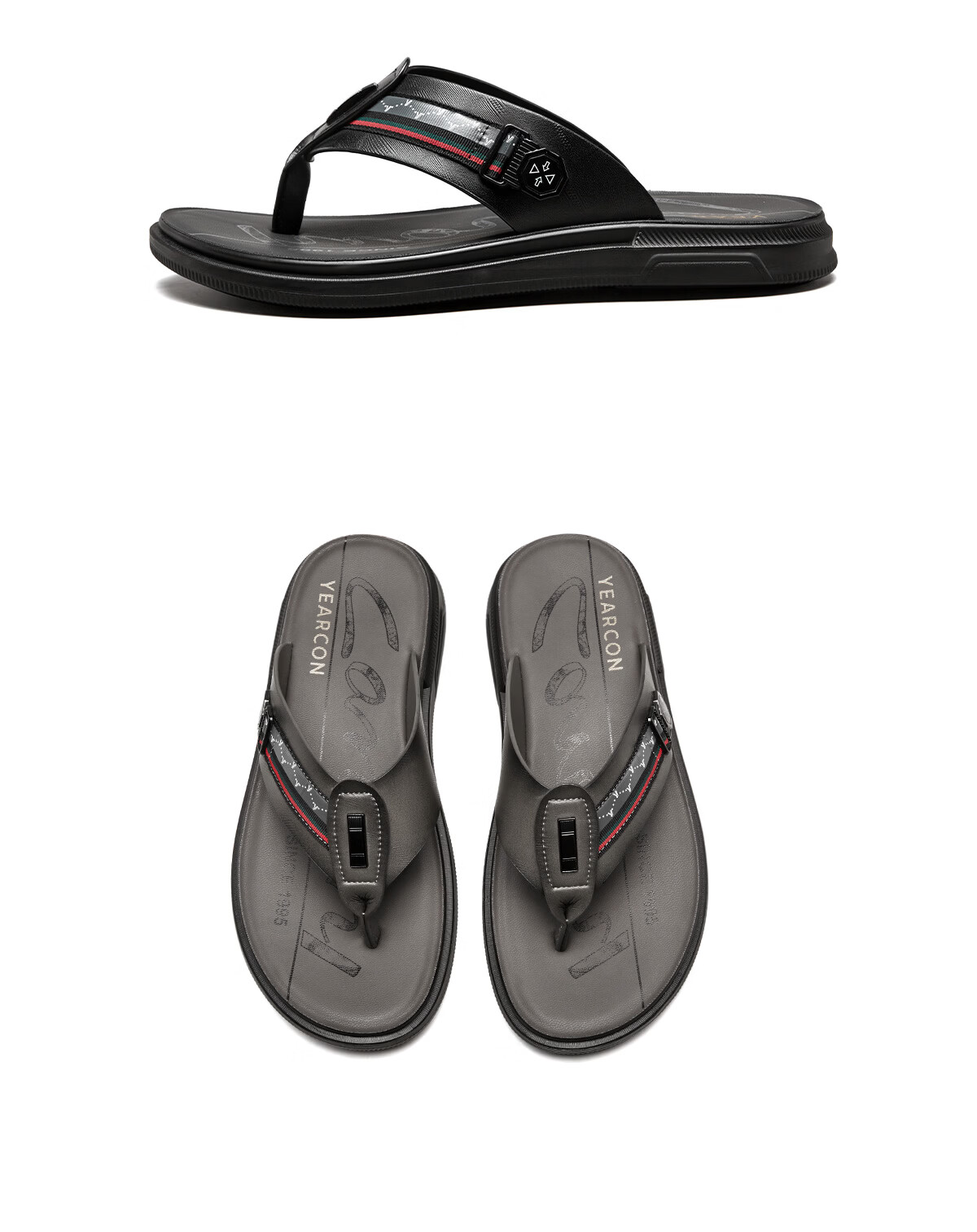 Eierkang Men's Fashion Casual Flip Flop Sandals 96295W Black Size 42 17