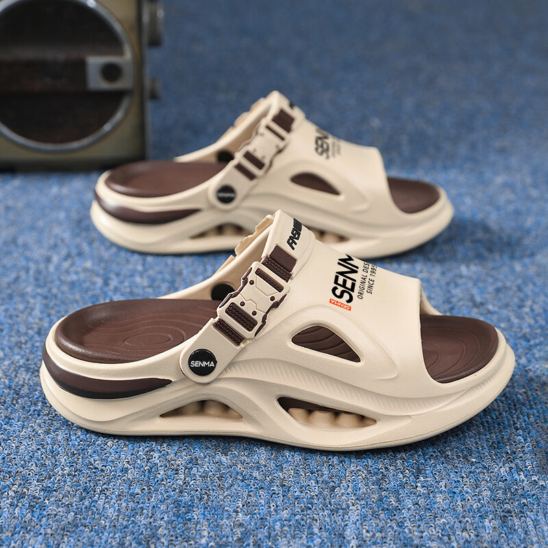 Senma Men's Sandals 2026 New Summer Anti-Slip Odor-Resistant Slide Sandals Dual-Purpose for Driving Beach Shoes 8