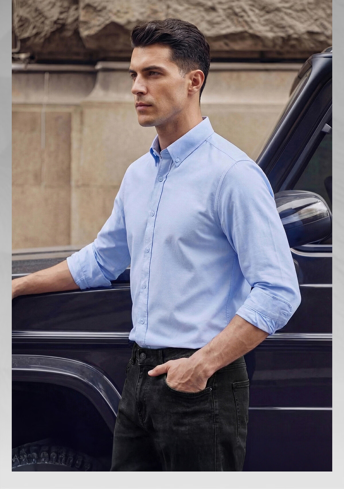 Hodo Red Bean Men's New Business Professional Formal Casual Workwear Long Sleeve White Solid Color Shirt 2