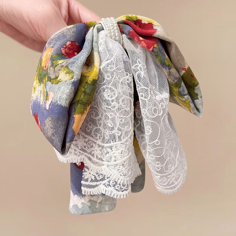 Yidier Oil Painting Style Lace Bow Ponytail Hair Claw Clip Women's Elegant Back Hair Clip Updo Shark Clip Hairpin Hair Accessory 7