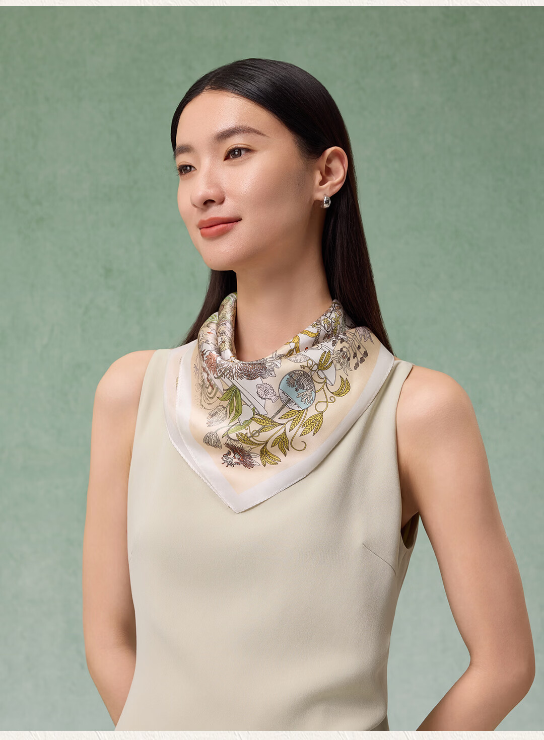 Shanghai Story 100% Mulberry Silk Printed Small Square Scarf Gift Box for Mom and Girlfriend Birthday Women's Silk Scarf 13