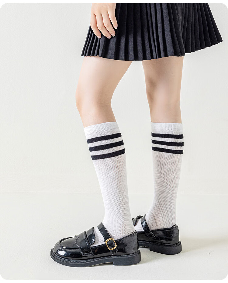 Piggy Banner [First Grade] Summer Mesh Thin College Style Boys and Girls Long Tube Three-Stripe Calf Socks 11