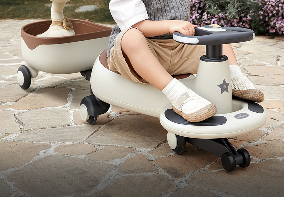 BEIESTATE Classic Twist Ride-On Car 1-6 Years Old Baby Rocking Car Adult Seat Baby Gift Sound and Light Pull Box Model Mica Gray 5