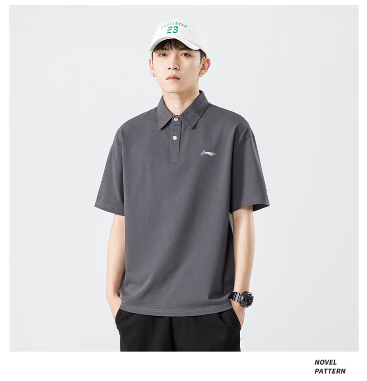 LI-NING Men's Short Sleeve Polo Shirt 2026 Summer New Pure Cotton Business Casual Sports T-Shirt with Collar 4