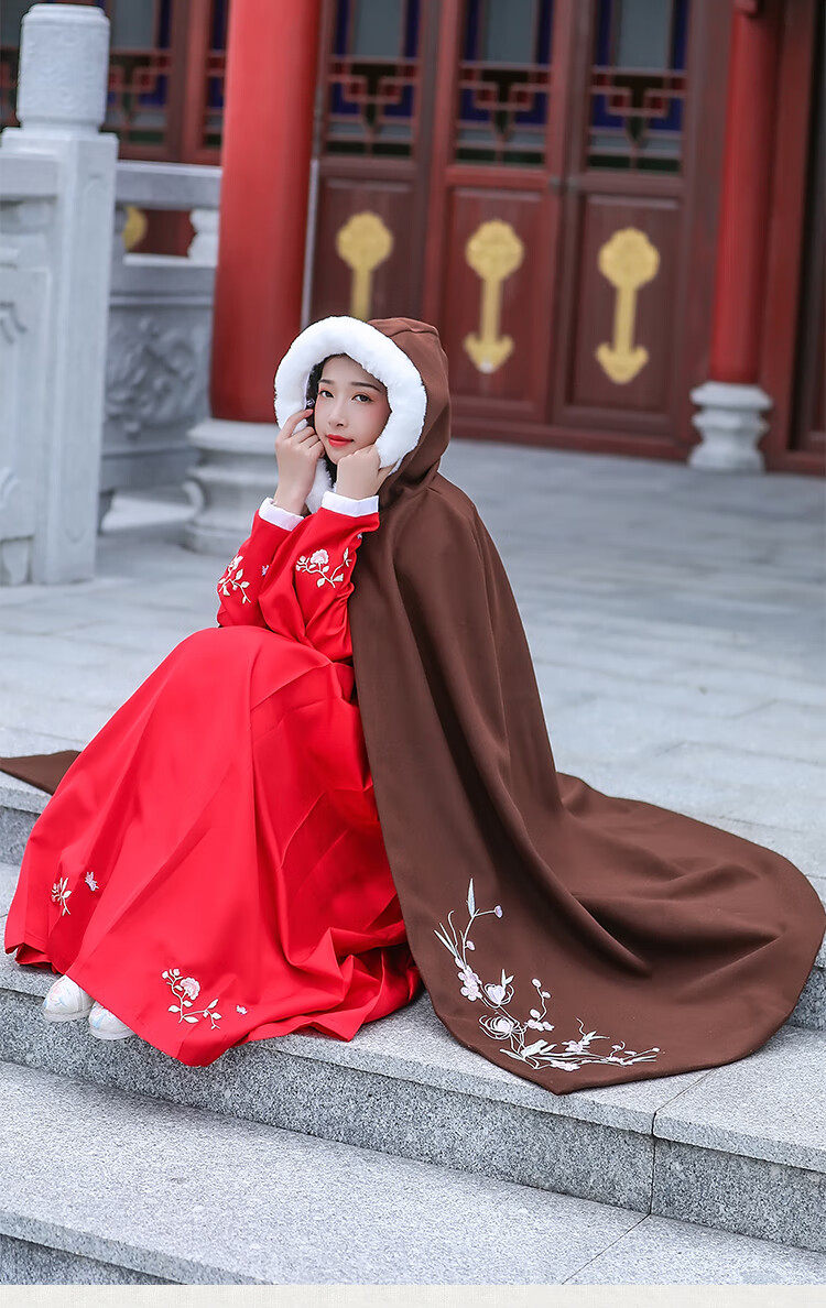改良汉服女秋冬斗篷披风长款古风斗篷披风加绒日常学生古装仙中国风