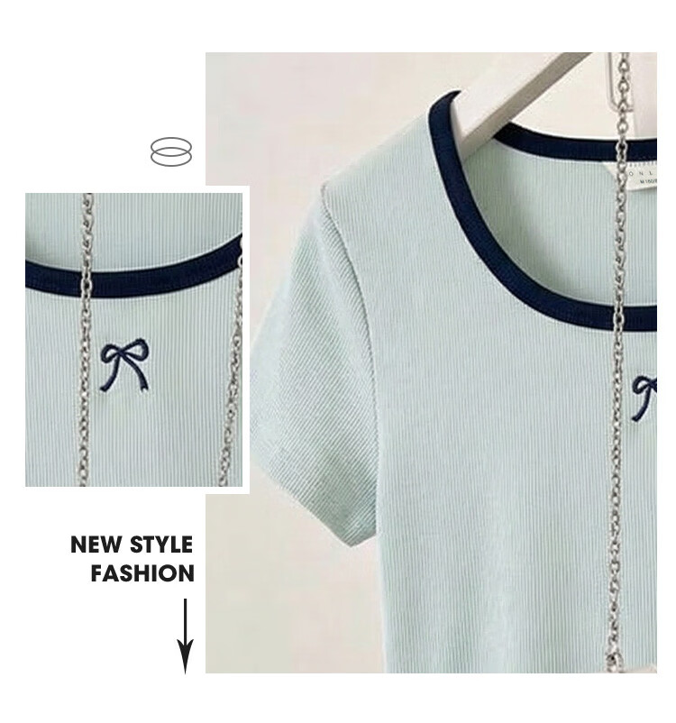 TonLion 2026 Summer New Short Sleeve T-Shirt Women Bowknot Sweet Fashion Korean Chic Stylish Top 5