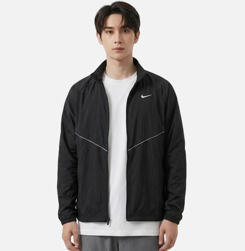 NIKE Men's Water-Repellent Sports Casual Jacket, Quick-Drying And Sun Protection, Skin Coat IF2370-010, Black, Size M 2
