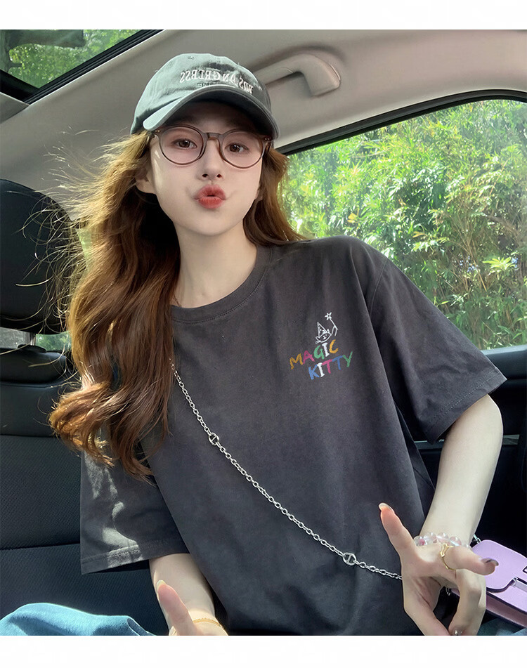 TonLion 2026 Summer Women's Cartoon Print Front and Back Short Sleeve T-Shirt Casual Versatile Fashion High-End Women's Tee 5