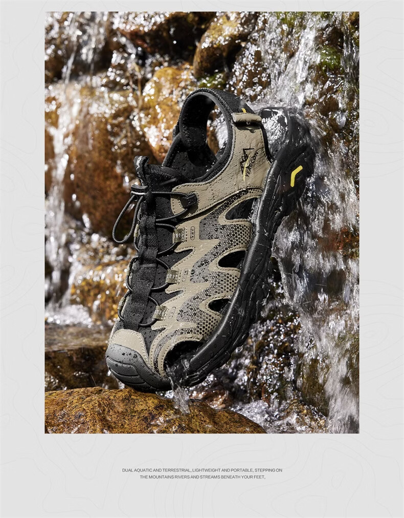 Eierkang Men's Outdoor Casual Breathable Hiking Water Shoes Closed-Toe Sandals 61866W Black Size 42 3