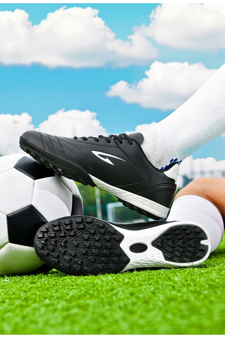 Delhui Football Shoes TF Turf Studs Unisex Youth Adult Non-Slip Wear-Resistant Soccer Cleats White Black Size 38 11