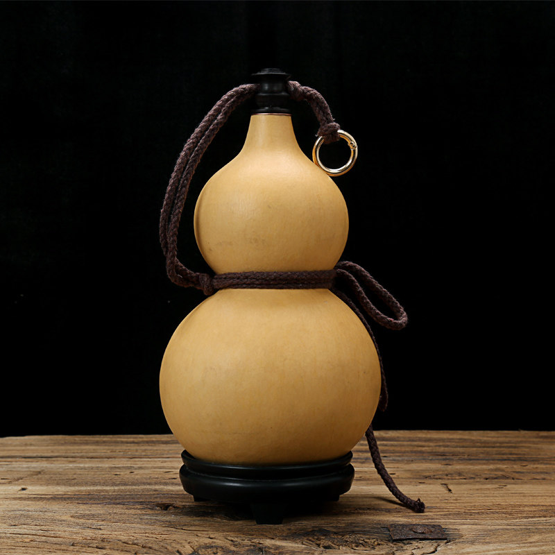 酒葫芦挂件户外随身水壶装水装酒药真葫芦酒壶木塞口蜂蜡渗 大号图款