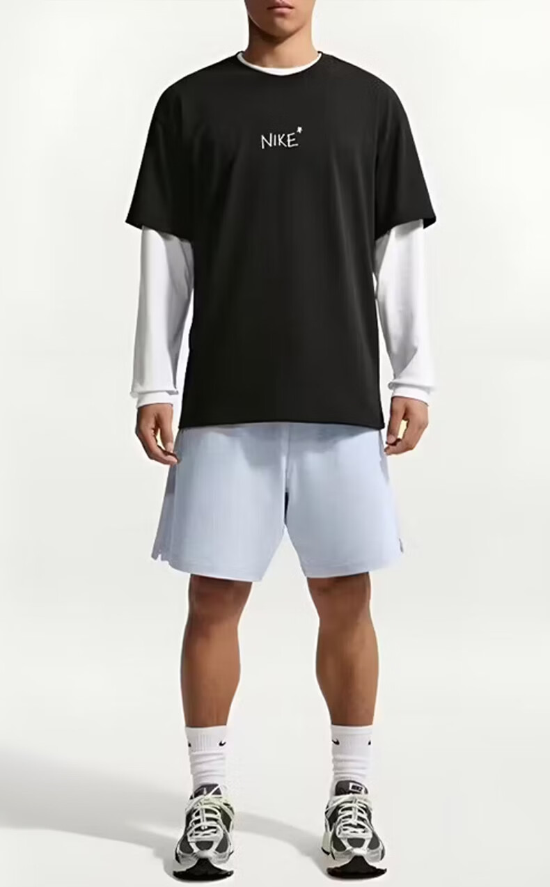 Nike Men's Sports T-Shirt Summer New Round Neck Loose Printed Casual Short Sleeve IV2646-010 Black L 4