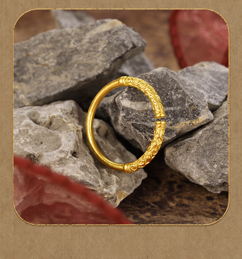 【中国黄金】足金999古法西游金箍棒戒指个性可调节时尚国潮情侣对戒