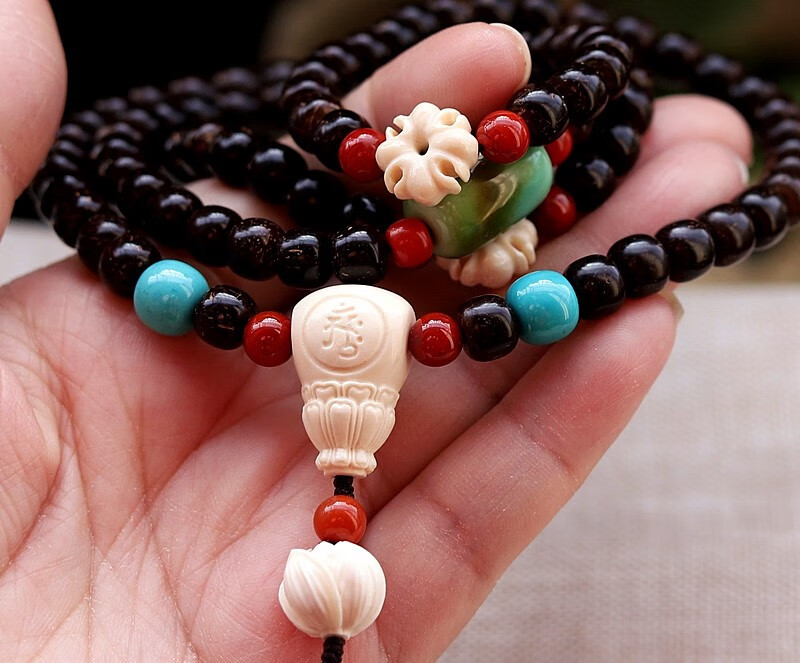 入古 猛犸象牙无相佛珠 无相佛佛珠 佛头 三通三通diy配件 宽度1.