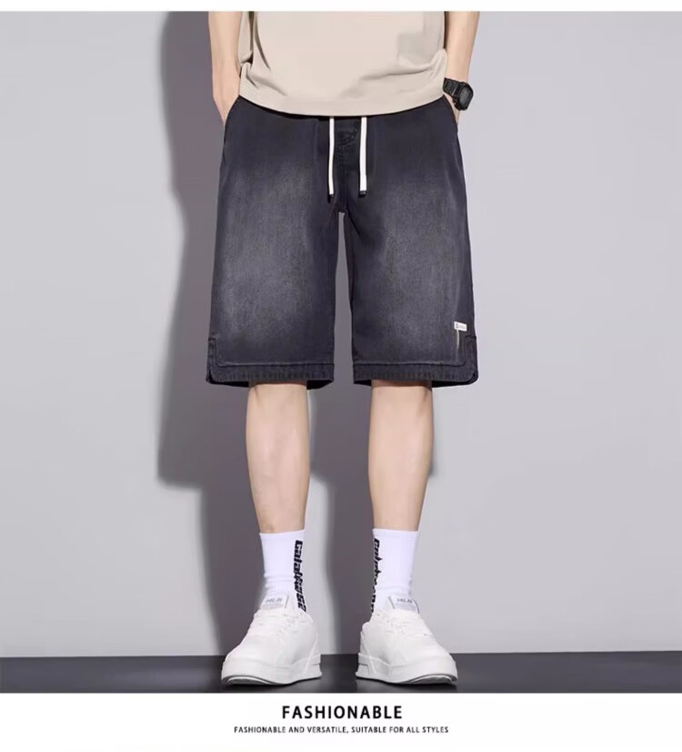 PLAYBOY Tencel Denim Shorts Men's Summer Thin Loose Straight Youth Ice Silk Knee-Length Pants 2026 New Model 12