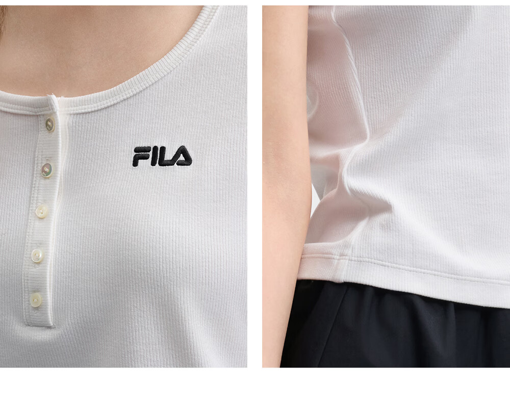 FILA Official Women's Knitted Short Sleeve Shirt 2026 Summer New Fashion Simple Slim Fit T-Shirt 25
