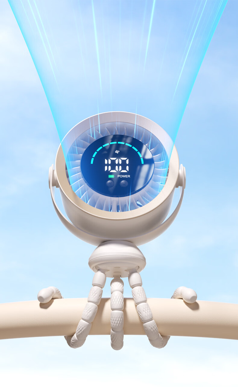 AUX Baby Stroller Mini Octopus Folding Desktop Portable Handheld USB Fan Baby Special Outdoor Cooling Essential Long Battery Life 27