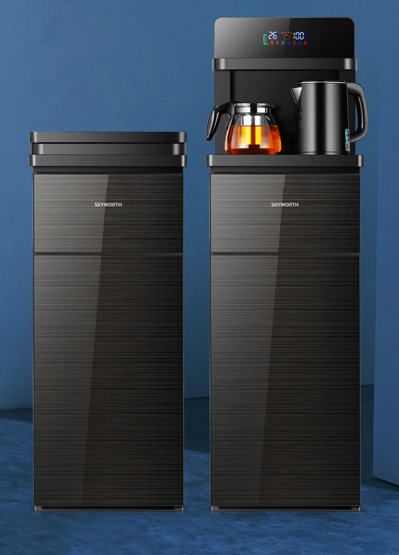 创维立式智能饮水机家用下置水桶全自动多功能制冷茶吧机语音 金色