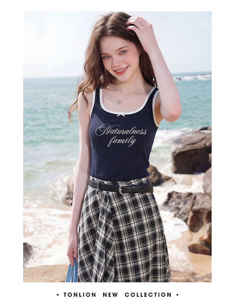 TonLion 2026 Spring Summer New Colorblock American College Style Designer Beautiful Basic Vest for Women 9