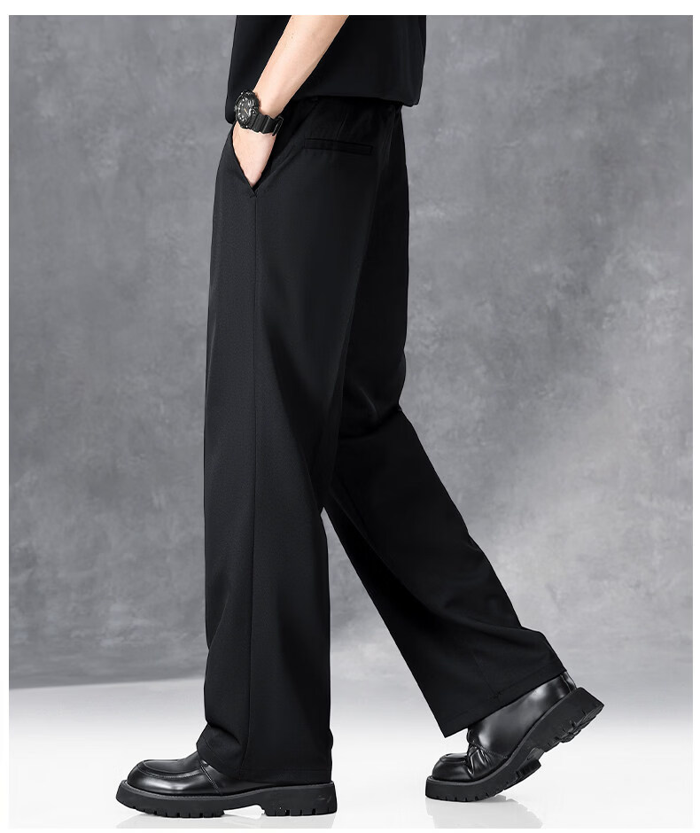 Mark Fairwhale Premium Wide-Leg High-Waist Curved Seam Dress Pants for Men Summer New Ice Silk Straight Loose Wrinkle-Resistant Casual Trousers 14