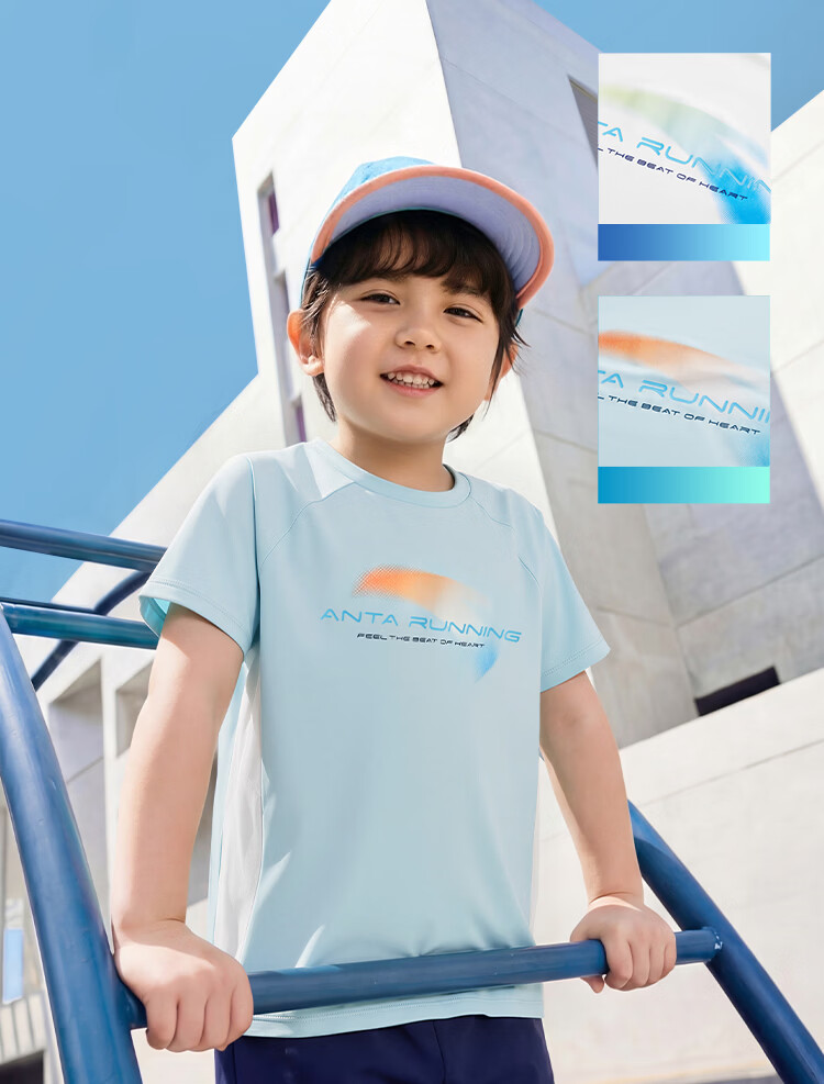 Anta Kids Short Sleeve T-Shirt Toddler Baby Summer 2026 Breathable Cool White Tee 352629104 16